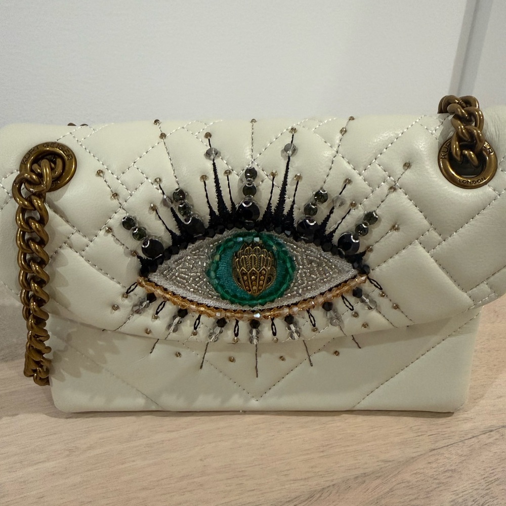 Kurt Geiger Cream Crossbody Bag with Embroidered Eye